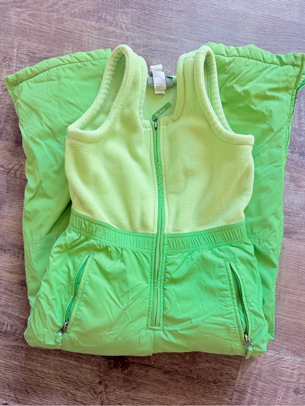 L.L.Bean Girls Size 10 Insulated Snow Bib Overalls Ski Pants Green, snow gaitors